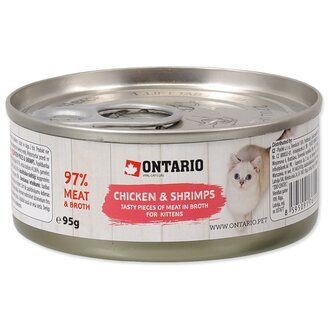 Ontario Kitten kuřecí kousky s krevetami 95 g