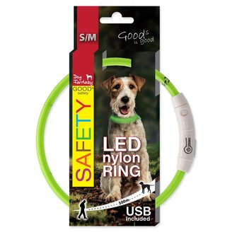 Dog Fantasy LED Obojek nylon zelený 45 cm